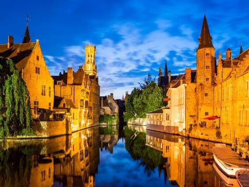Bruges, Belgium. Image with Rozenhoedkaai in Brugge