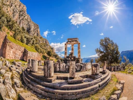 Delphi with ruins of the Temple