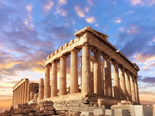 Parthenon temple on a sinset. Acropolis in Athens, Greece