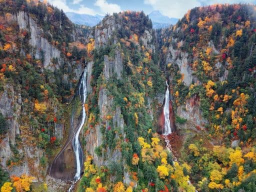 Ginga and Ryusei Falls in Daisetsuzan National Park